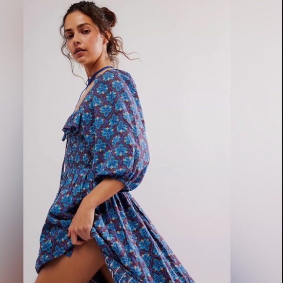 Free People Oasis Printed Midi Dress French Chocolate Combo NWT - Picture 16 of 16